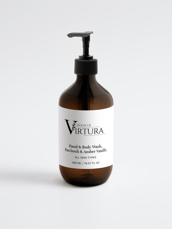 Hand & Body Wash, Patchouli & Amber Vanilla — Vegan Luxury Body Wash | Moisturising Formula | Natural Fragrance | Paraben Free